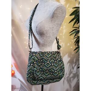Vera Bradley Hadley Rain Forest Crossbody Quilted Bag Zip Closure Geometric